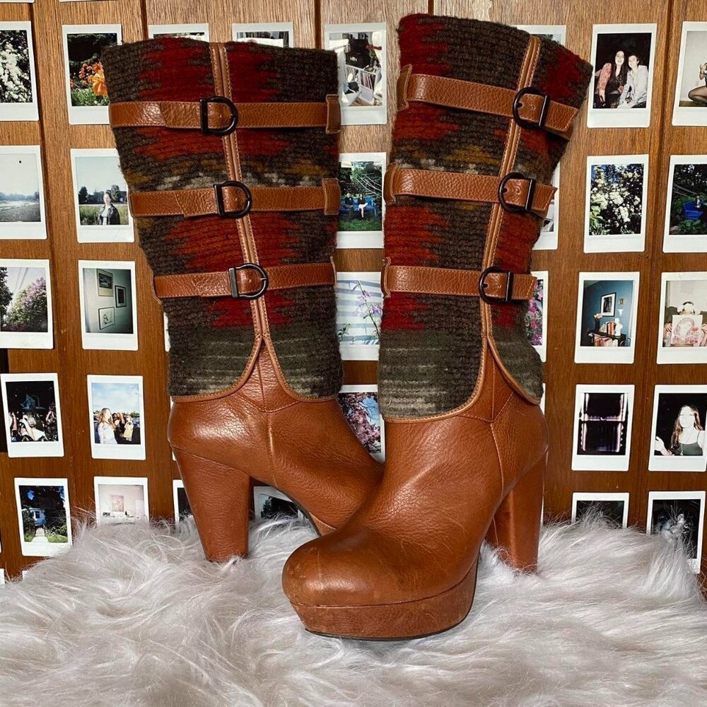 Wool and Leather Buckle Boots